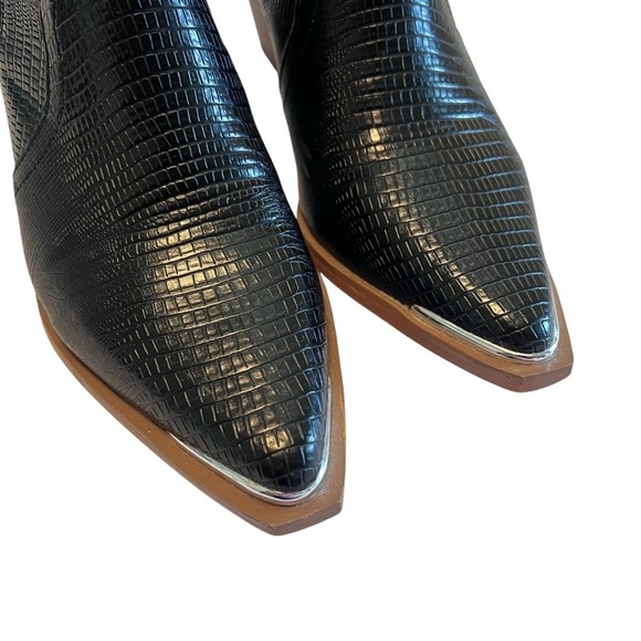 Arider Girl Black Croc Embossed Western Ankle Boots Size 9 - Picture 7 of 10